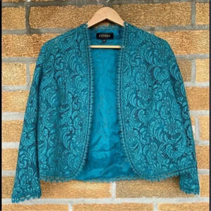 Escada teal lace blazer size 36/6